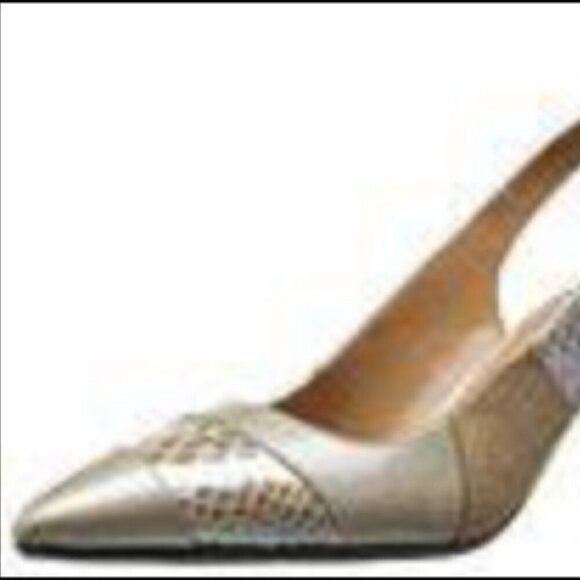 J.Renee'  SZ9  Laceyann Golds Sling Back Snakeskin Kitten Heels Essential Chic - Picture 9 of 9